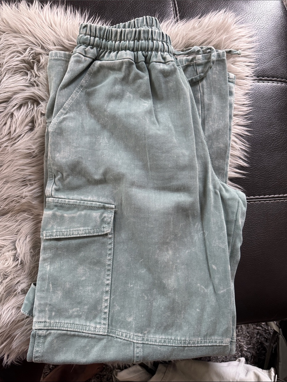 Fashion Nova Sage Green Wide Leg Cargo Jeans NEW-no tags